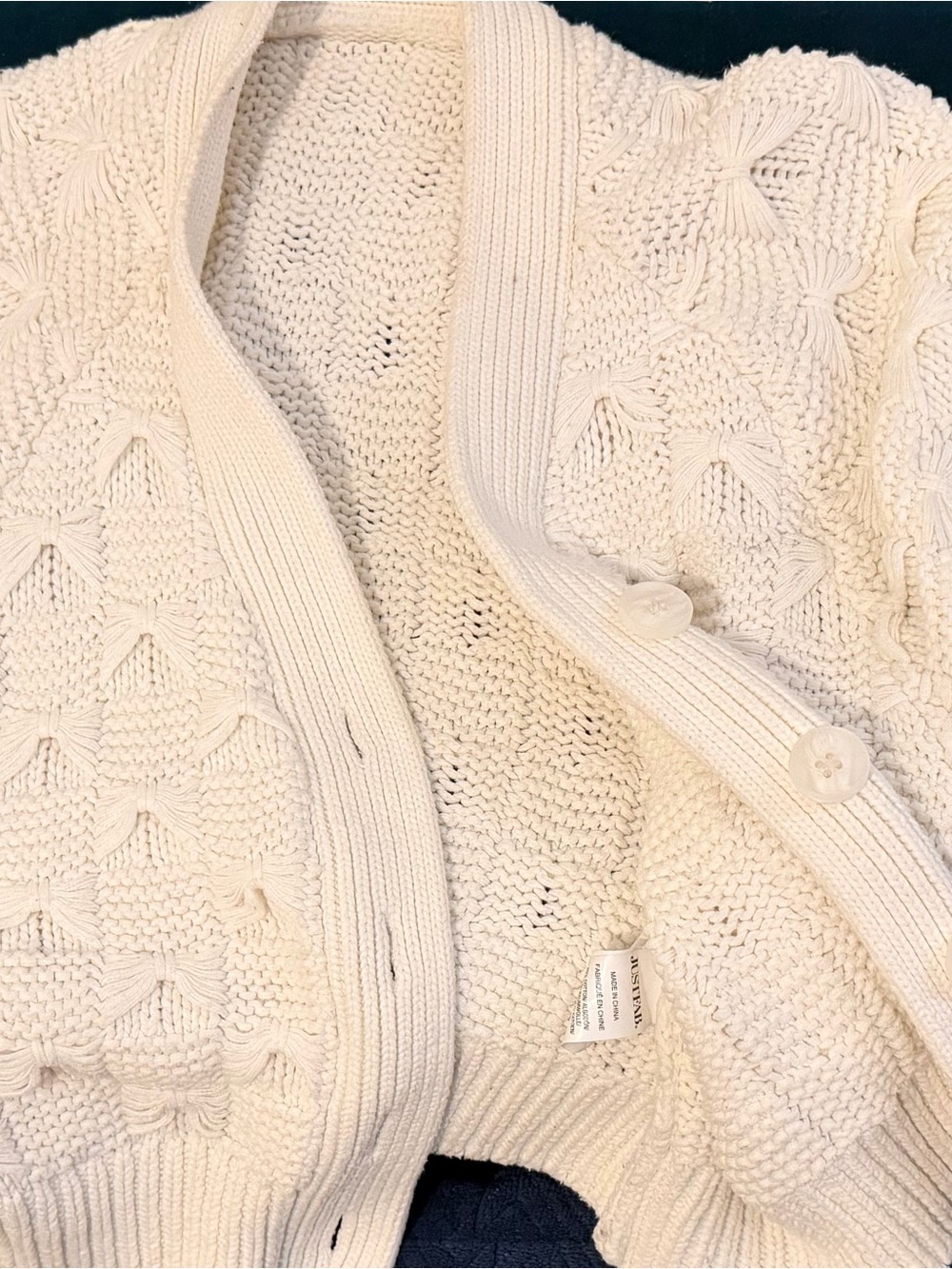 JustFab Cream Knit Button-Front Women's Sweater Cardigan